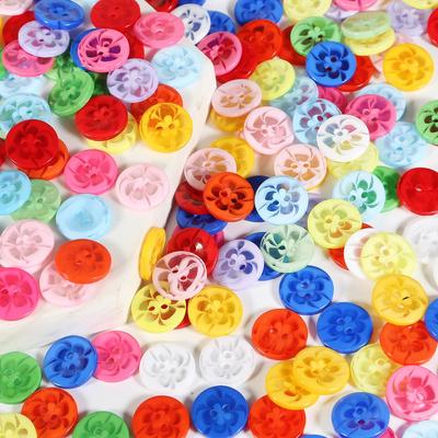 100 Uds. Botones transparentes con forma de flores mezcladas, hermosos botones de resina teñidos, abrigo, botas, accesorio de costura para ropa, botón de decoración