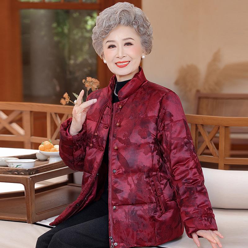 

Stylish Winter Down Jacket for 60-Year-Old Women: Chinese-Inspired Grandma Coat 3XL [125-135 lbs] червоний