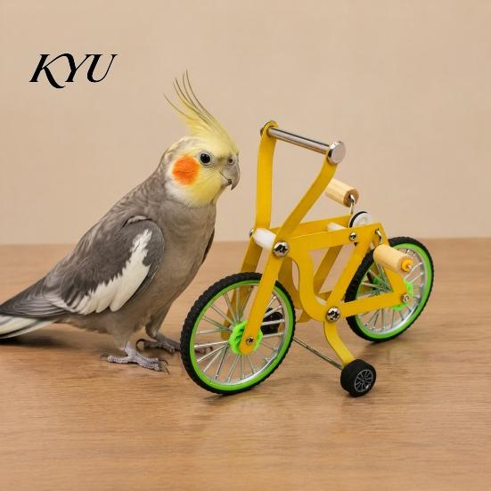 Anti Chew Bird Toy Intelligence Training Bike Toy, Interactive Bicycle Exercise Enrichment Parrot Equipment Educational for Lovebird Conures Parakeet