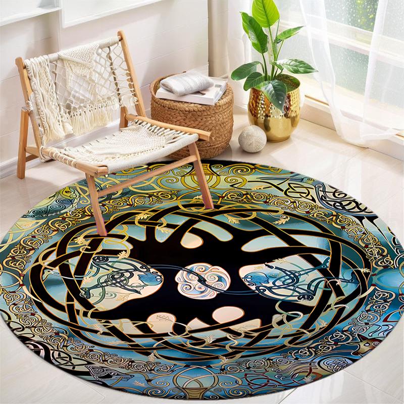 1Pc Tree of Life Circular Print Rug - home decoration Carpet For Living Room Bedroom Flooring Computer Chair Area Rug
