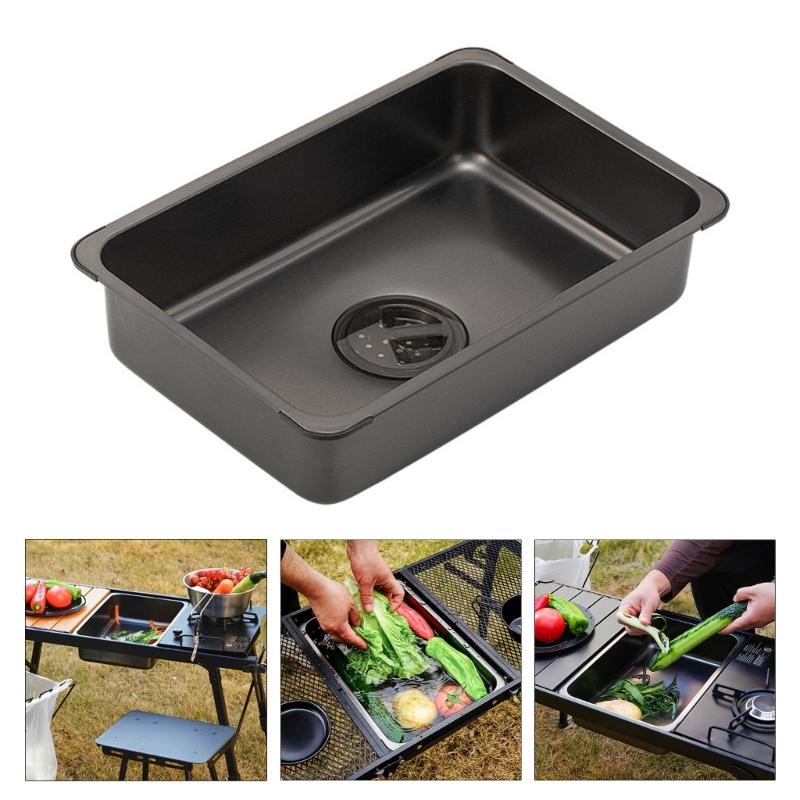 Dishwashing Sink Stainless Steels Wash Basin Picnics Wash Hand Washing Tank Outdoor Camping Kitchen Supply Easy To Use
