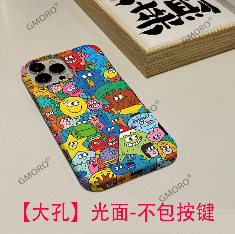 Hot-selling Fun Cartoon Graffiti Illustration for Apple 16 Glossy Film iPhone17 Large Hole Mobile Phone Case