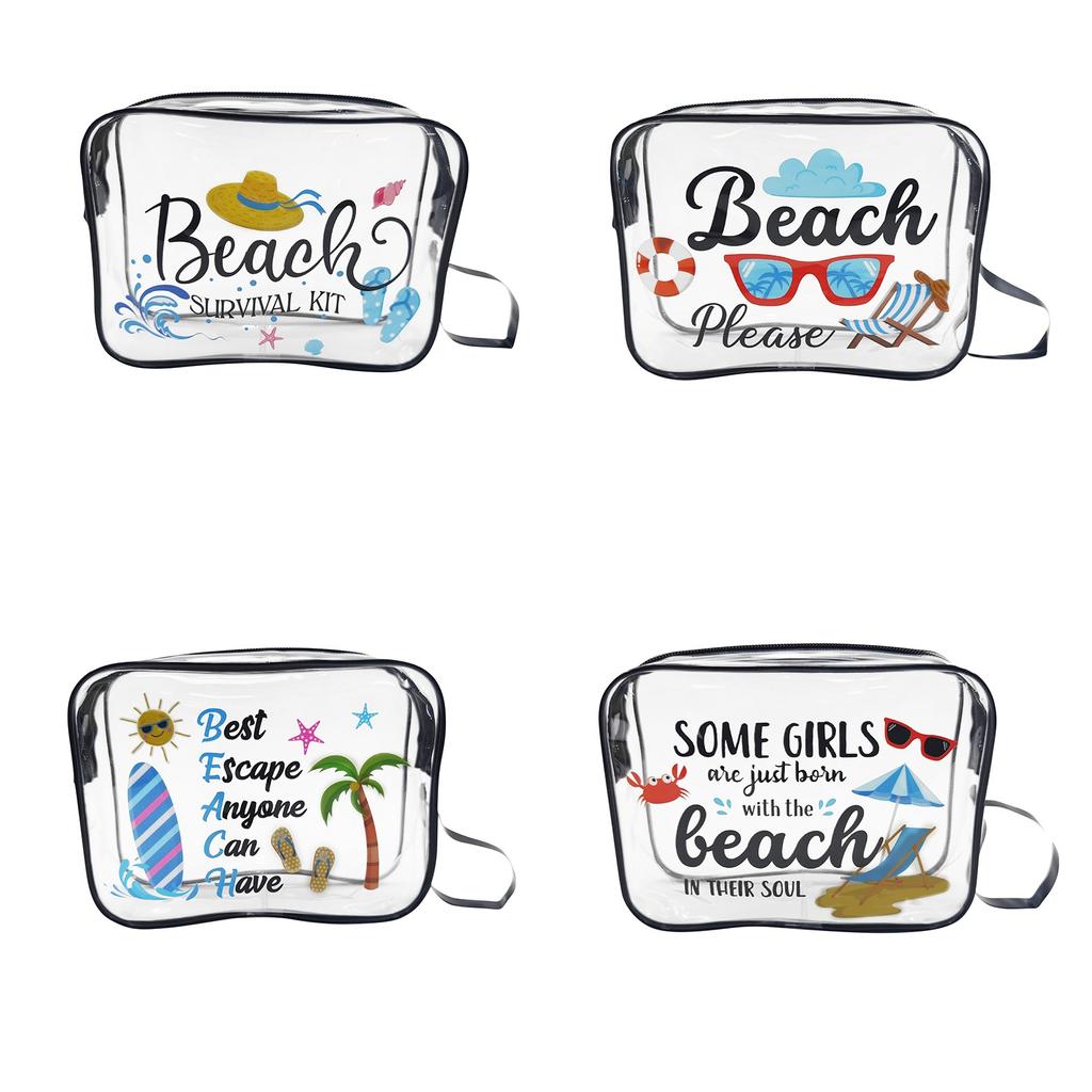 Transparent PVC Material Portable Printed Makeup Bag
