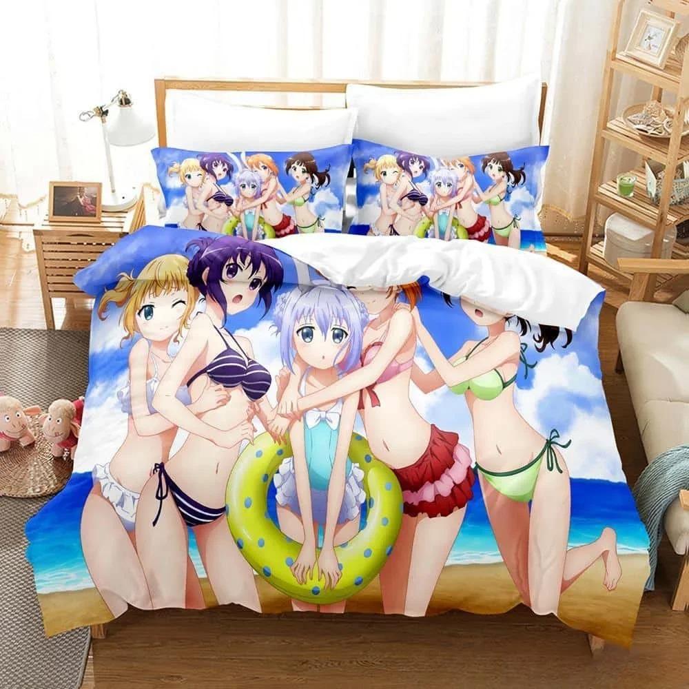 3D Print Anime Is the Order a Rabbit Bedding Set Single Twin Full Queen King Size Bed Set Adult Kid Bedroom Duvet Cover Sets