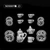 Puppenhauszubehör 1/12 Küche Miniatur 15 Stück Mini Porzellan Blume Teetasse Set Puppenhaus Dekor Simulation Puppenhaus Dekoratives Zubehör