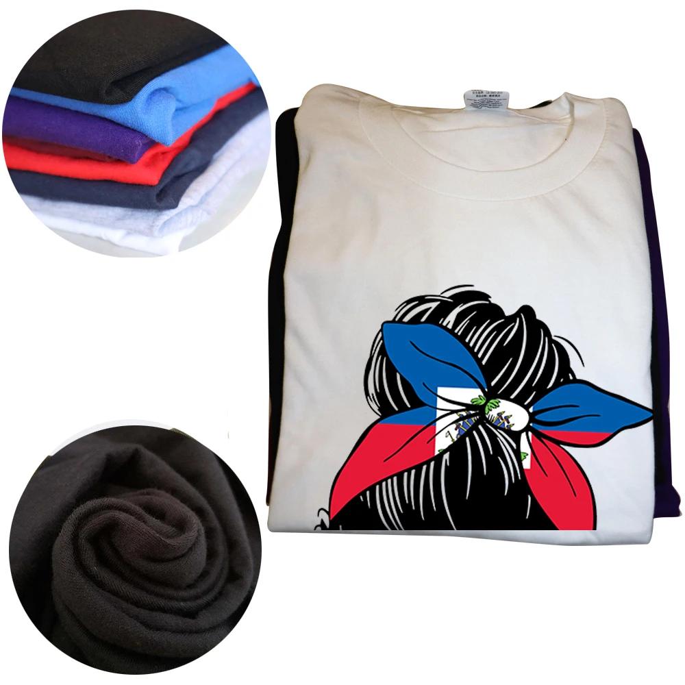Cool Mens Haitian Haiti Girl Woman Flag T Shirt Short Sleeve Roundneck Cotton Tshirt Summer Tees Apparel Casua Fashion Tshirt