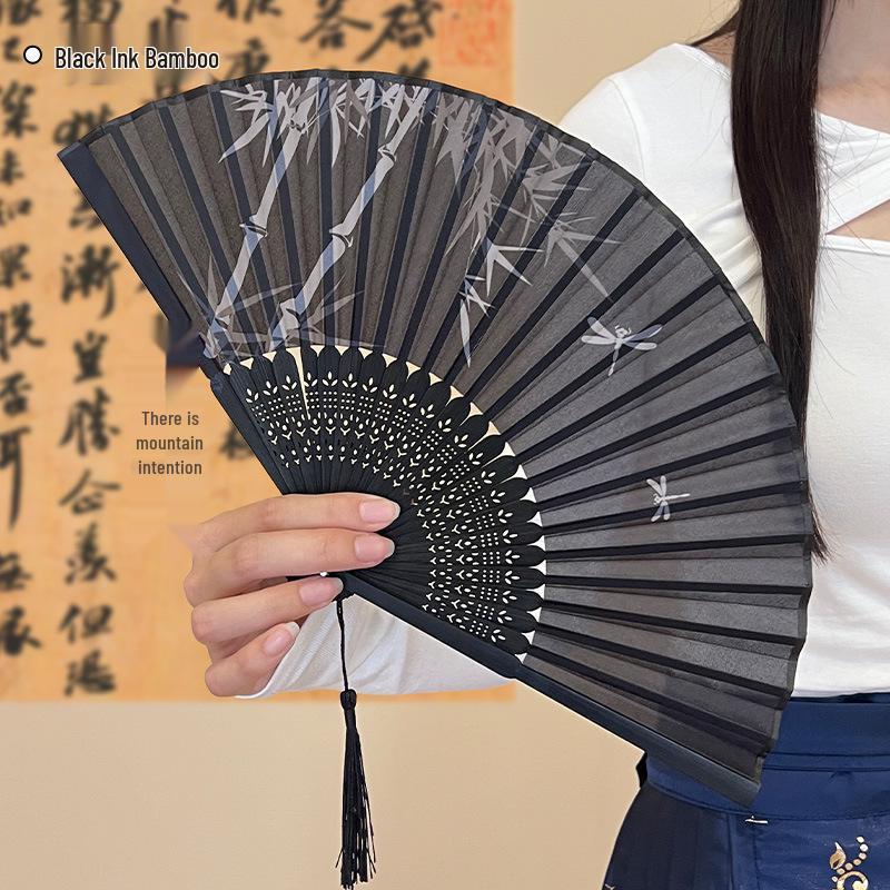 New Lightweight Bamboo Folding Fan - Chinese Style Qipao Hanfu Dance Accessory for Women