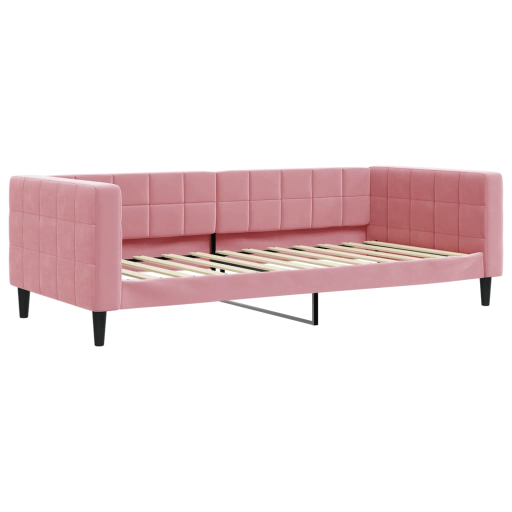 Vidaxl Sofa Z Materacem Do Spania, Różowa, 90X200 Cm, Aksamit
