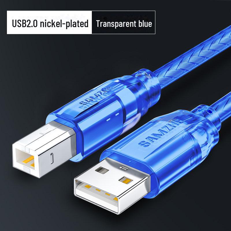

Кабель USB 2.0 для принтера с двойным магнитным кольцом-экранированием, квадратный порт, прозрачный белый и синий 1.5M no magnetic ring прозрачный/синий