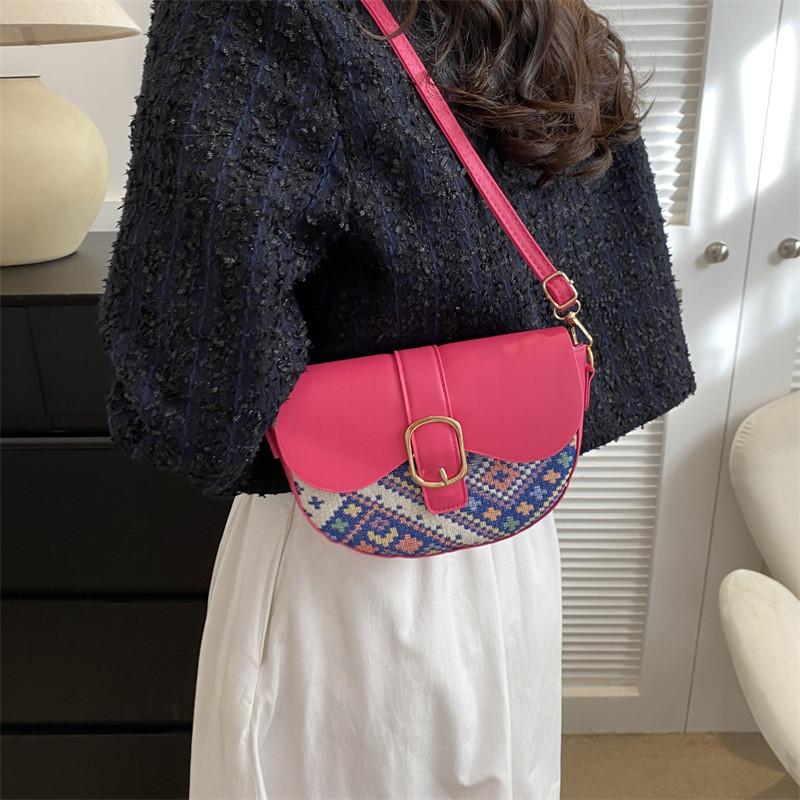 Trendy Black And Pink Saddle Bag For Women With Casual Street Style Charm