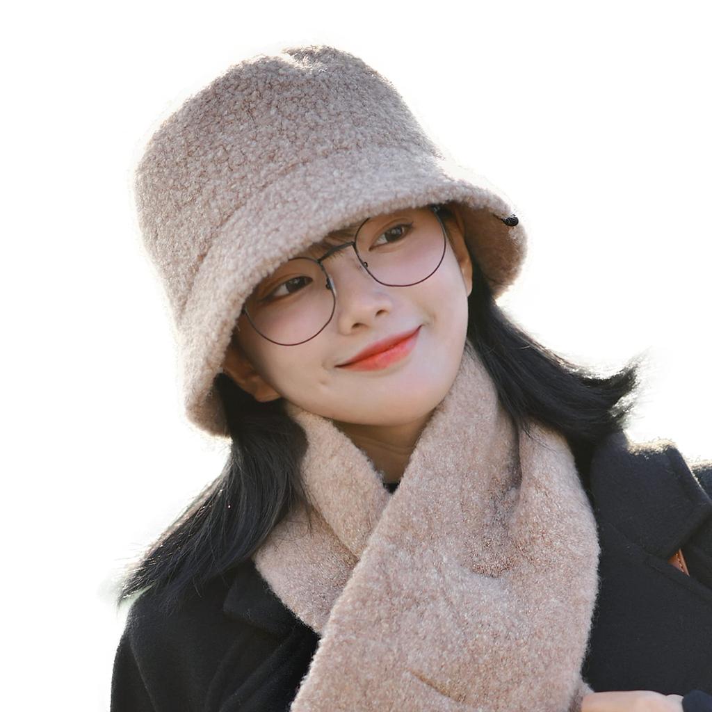 SIGGI Bucket Capelin Solid Cold Gift Idea Women's Hat, Hat, Wool, Thick, Casual, Slimming, Weather, Cycling, Fall/Winter, (M, Camel)