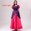 Women Princess Costume Puff Sleeve Square Neck Long Dress with Bow Headband for Halloween Party Cosplay