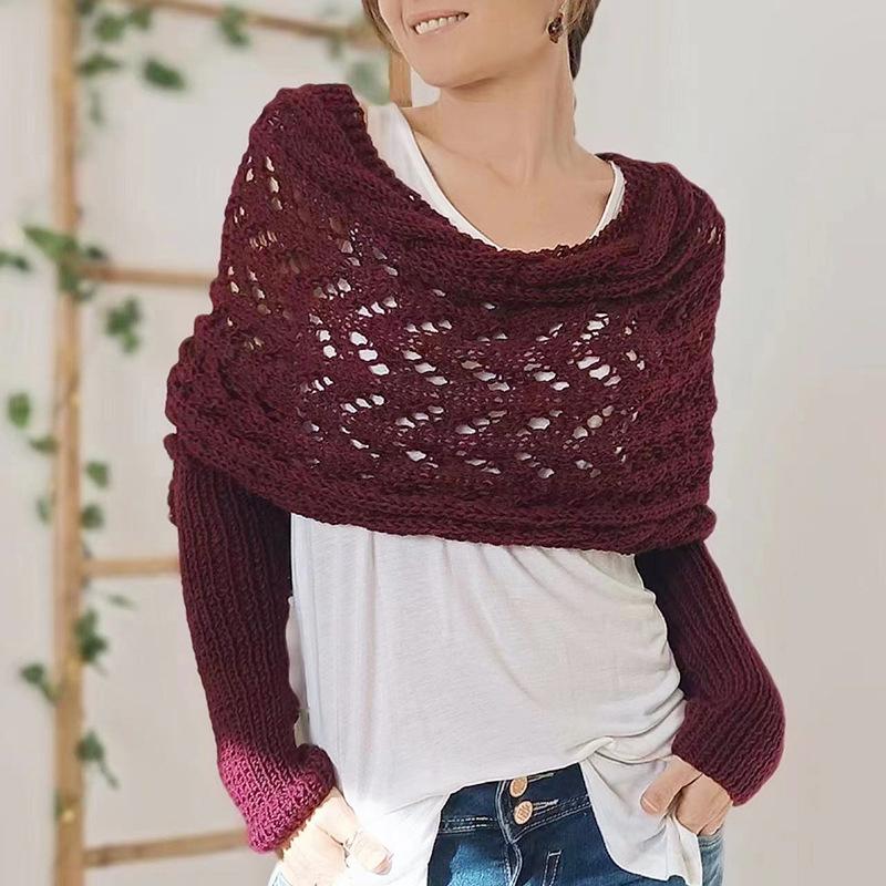 

Scarf with Sleeves for Women Shawl Wraps Knitted Cable Crochet Multifunctional Scarf Sweaters with Sleeves One size