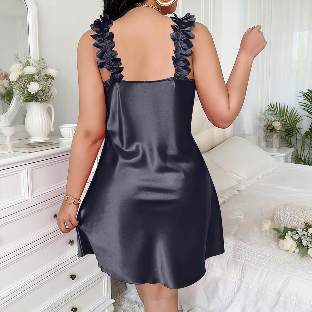 Women's Plus Size Lightweight Homewear Strapless Ice Silk Short Nightdress