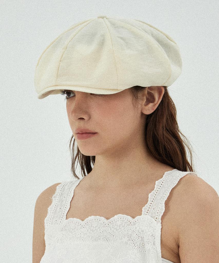 Bajal Va Curved Logo Easy Fit Newsboy Cap Cream
