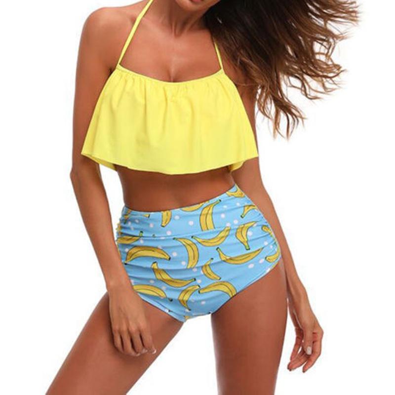 Premium Quality Swimwear Fashion Falbala Women High-waisted Bikini Set For Stylish Comfort