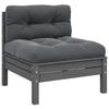 Vidaxl Ogrodowa Sofa Środkowa Z Antracytowymi Poduszkami, Szare Drewno