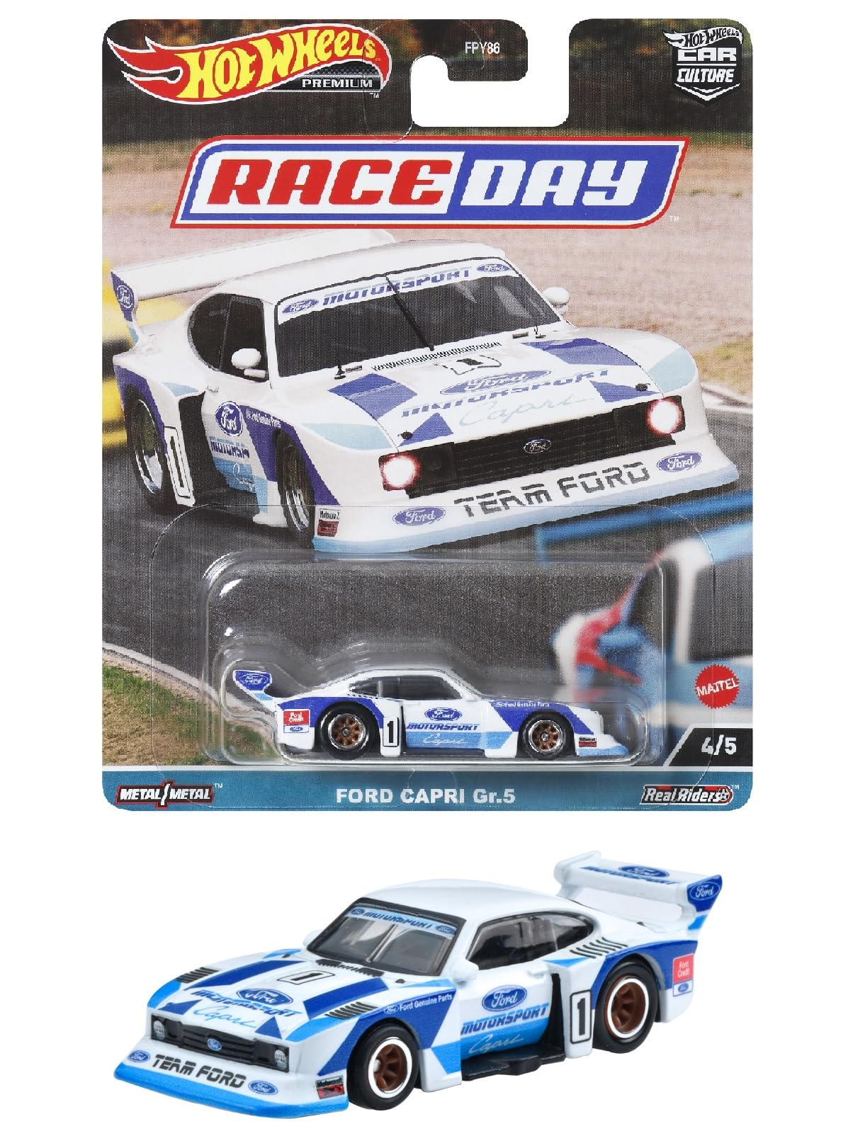 

Hot Wheels Car Culture Race Day Ford Capri 3 и HKC58 - - Гр.5 [Возраст от] белый