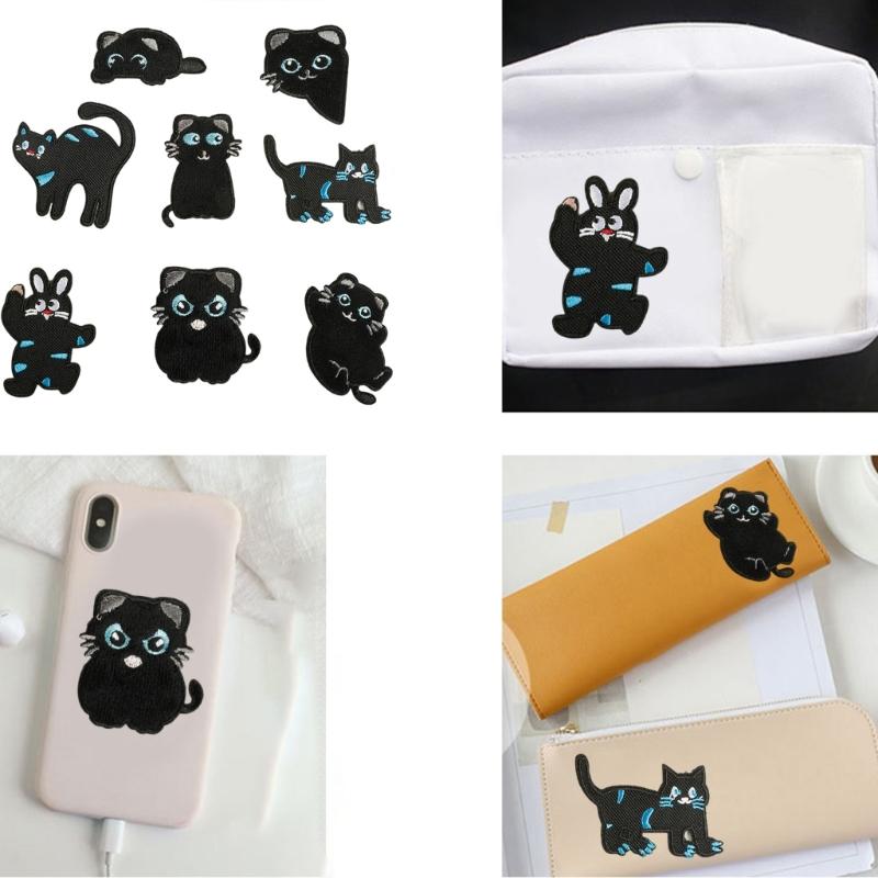 8 Pcs Cartoon Animal Embroidered Patches Cats Iron on Patches Clothing Patches Kitten Sewing Patches for Clothes Bag