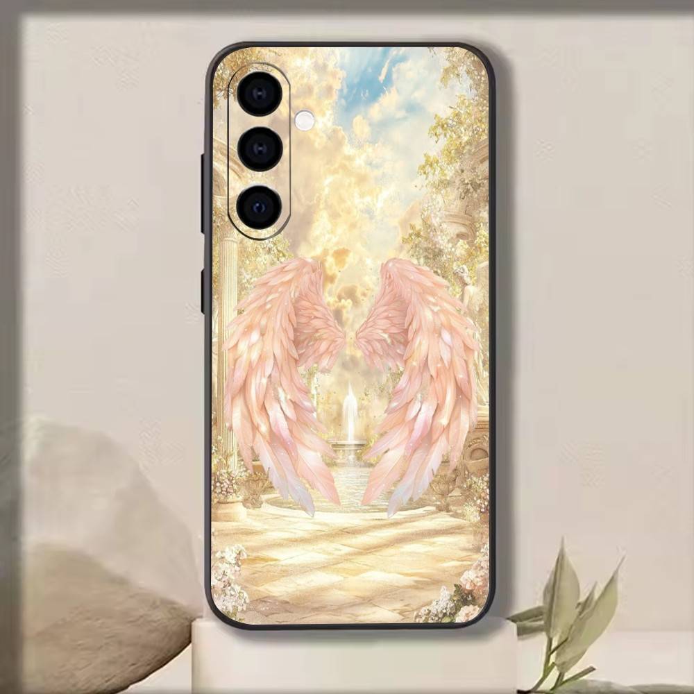 Angel Wing Phone Case For Samsung Galaxy A73,A72,A71,A70,A53,A52,A51,Soft Silicone Black Cover