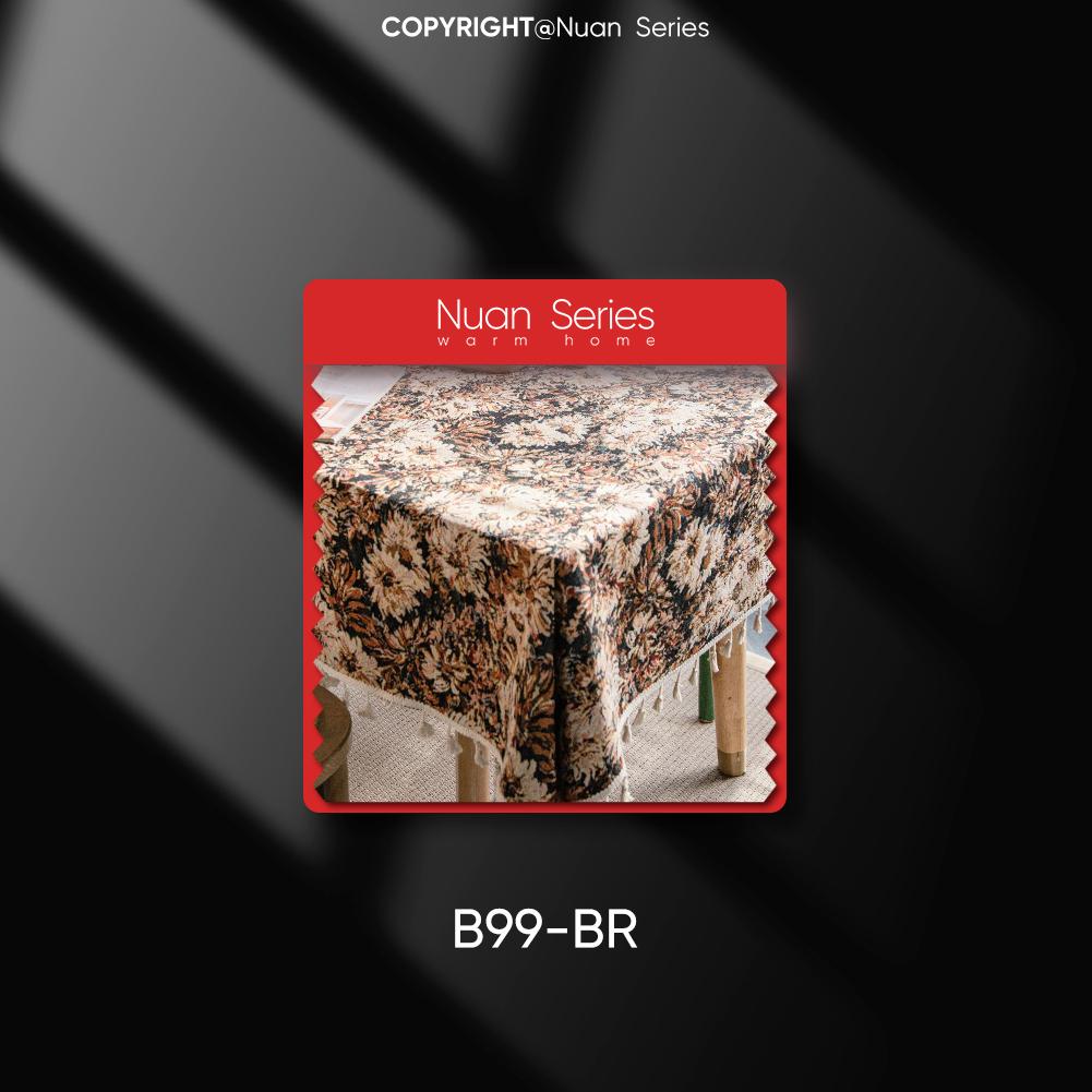 1PC Nuan Series Artistic Jacquard Romantic Style Polyester Tablecloth with Tassels for Dining Table Coffee Table Makeup Table Home Decor