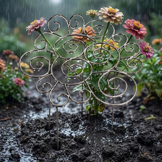 Anello di Supporto Metallico per Piante, Gabbia Decorativa a Gabbia per Peonie da Giardino, Anello Decorativo Grow-Through per Piante, Palo ad Anello Fiorito Impilabile per Piante da Casa, Dahlia, Crescita Iniziale