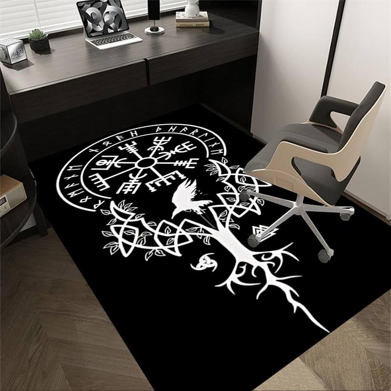 1pc Valknut Raven Carpet Anti Slip Polyester Floor Mat for office.Bedroom