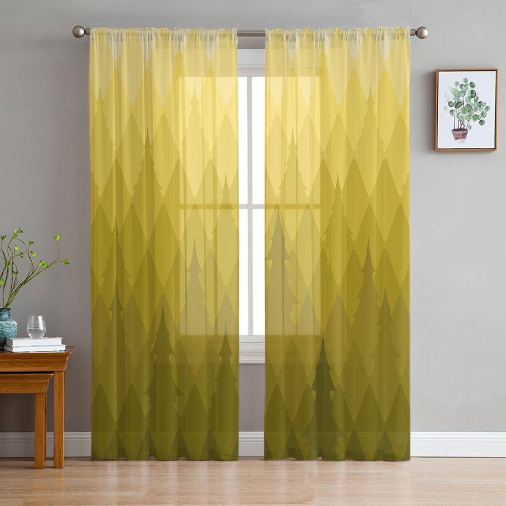 Polygon Orange Geometrische Tüll Voile Vorhänge Hotel Heimdeko Transparente Vorhänge für Wohnzimmer Schlafzimmer Chiffon Bedruckte Vorhänge