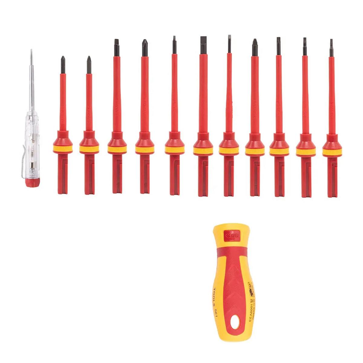 

2025+ 13pcs 1000V VDE Insulated Screwdriver Set with Magnetic Torx Hex Bits for Electrician Repair Tools & Home Use China Mainland