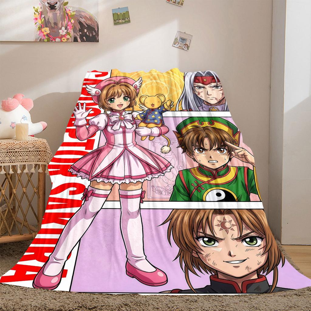 Cardcaptor Sakura Solider 2D-Druck Flanelldecke, Anime-Charakter für Sofa, Weiche Reise-Picknick-Kuscheldecke_LIAN