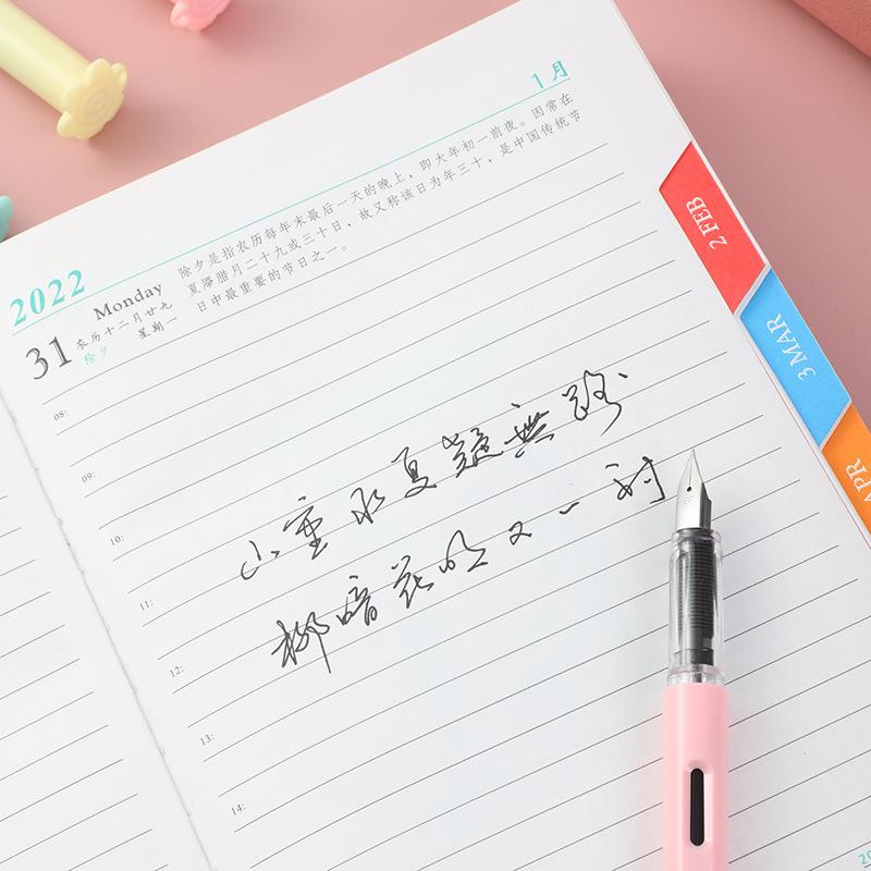 Macaron Color Primary School Students' Positive Posture Writing Pen Can Be Replaced With Ink Bag Ef Bright Tip 0.38Mm Pen
