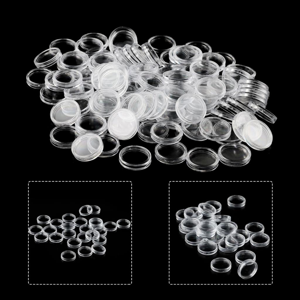 Round Coin Holders Clear Reusable Protect Display 18mm Case Transparent