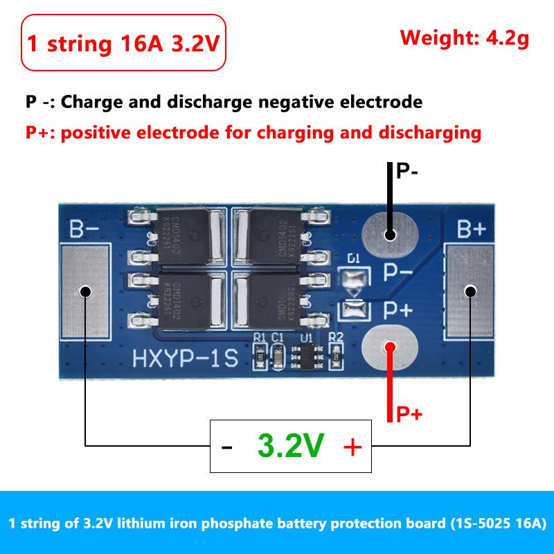 Li-Ion Battery 1S Safety Board BMS 12A 16A 24A 3.7V LiFePO4 18650 4.2V with Overcharge & Short Circuit Protection