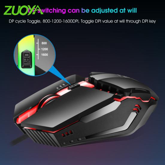 ZUOYA K3 Wired Mouse USB Powered Colorful Lighting Optical Engine High Sensitivity Gaming Mouse for E-sports