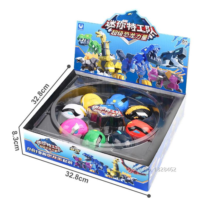 8pcs/set Mini Force Super Gino Power Deformation Eggs Robot Toys Action Figures MiniForce X Transformation Dinosaur Toy