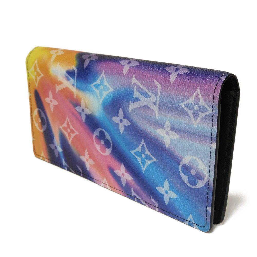 Used 12564 Portefeiulle Braza M80957 7940 LV logo tie-dye gradient RFID IC chip monogram sunset rainbow men's from