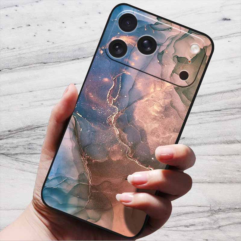 Marble Case For iPhone 16 Pro Max Black Edge Cover For iPhone17 Air 16e iPhone16 Plus Luxury Silicone Phone Cases Soft TPU Bag