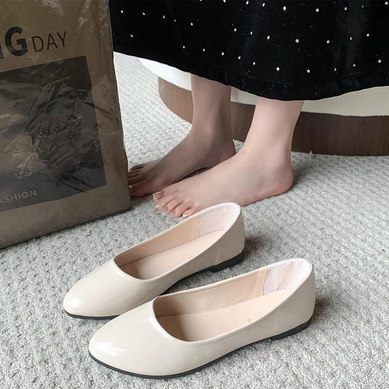 Dameneinzelne Schuhe 2025 neu Frühling und Herbst weiche Sohle hundert mit einzelnen Schuhen ein Fußhocker flacher Mund Bohnenschuhe