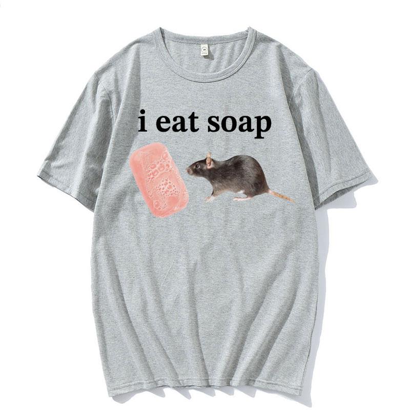 I Eat Soap Funny Cute Rat Meme Graphic Tee Shirt Unisex Womens Summer Casual Humor T Shirt Fashion Kawaii 100 Cotton Tshirt Tops