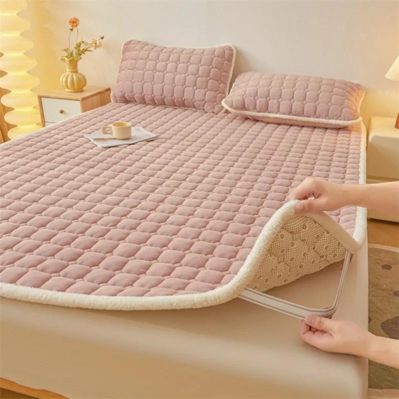 Class A Thickened Milk Fleece Mattress Winter Warm Fleece Bed Cover Student Dormitory Mat Quilt