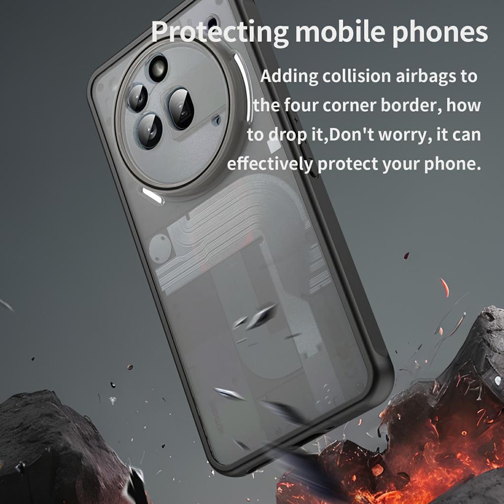 For Nothing Phone (3a) Pro Case Drop Proof Airbags Frosted Translucent PC+TPU Phone Back Cover