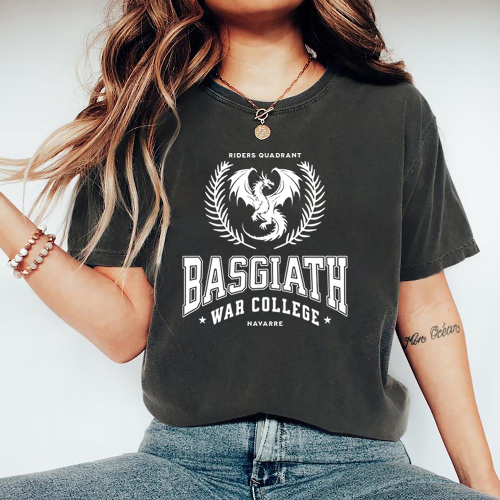 Fourth Wing Shirt Basgiath War College Tee Men Women Graphic T Shirts Short Sleeve Streetwear T-Shirt Dragon Bookish Gift