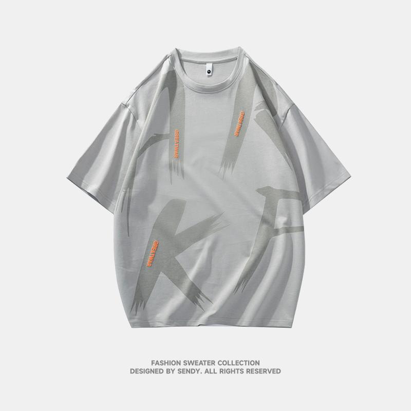 Pure Cotton Summer Men's Loose Short-sleeved T-shirt Tops Half-sleeved Round Neck Half-sleeved T-shirt