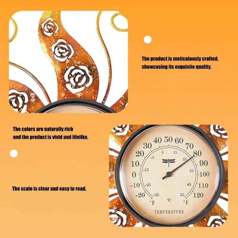 Sun Face Outdoor Temperature indicators With Large 11.2 Measurement For Garden And Home Display In Heat And Cold Scale