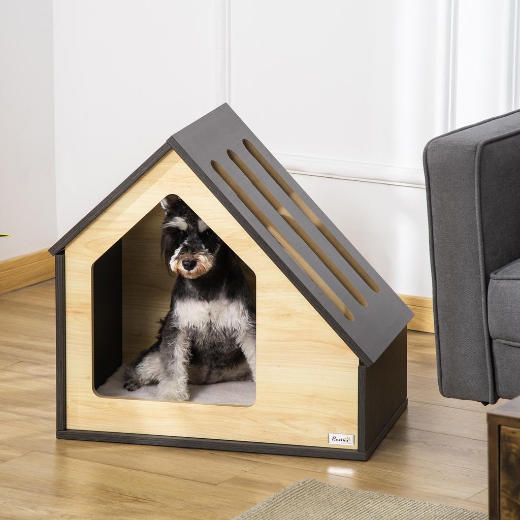 Dog House Indoor Dog Cave with Cushion Dog House Dog Cave with Sloped Roof Cat House for Small Dogs Up To 8 Kg 60 X 40 X 59.2 Cm, Brown
