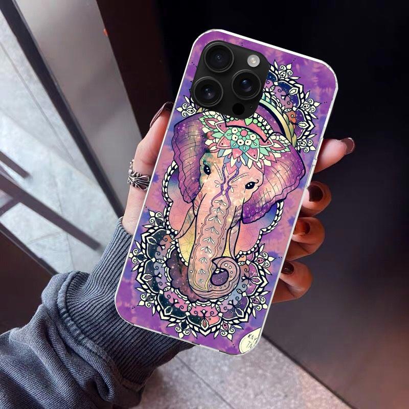 

Elephant Mandala Aztec Phone Case For iPhone 17 Air 16 15 Pro Max 14 Plus 13 Mini 12 11 Cover 7 8 SE Silicone Shell Print Fundas iPhone 14 Pro