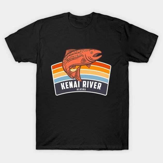 Kenai River Alaska Salmon Fishing Graphic Made in Australia T-Shirt 3XL
