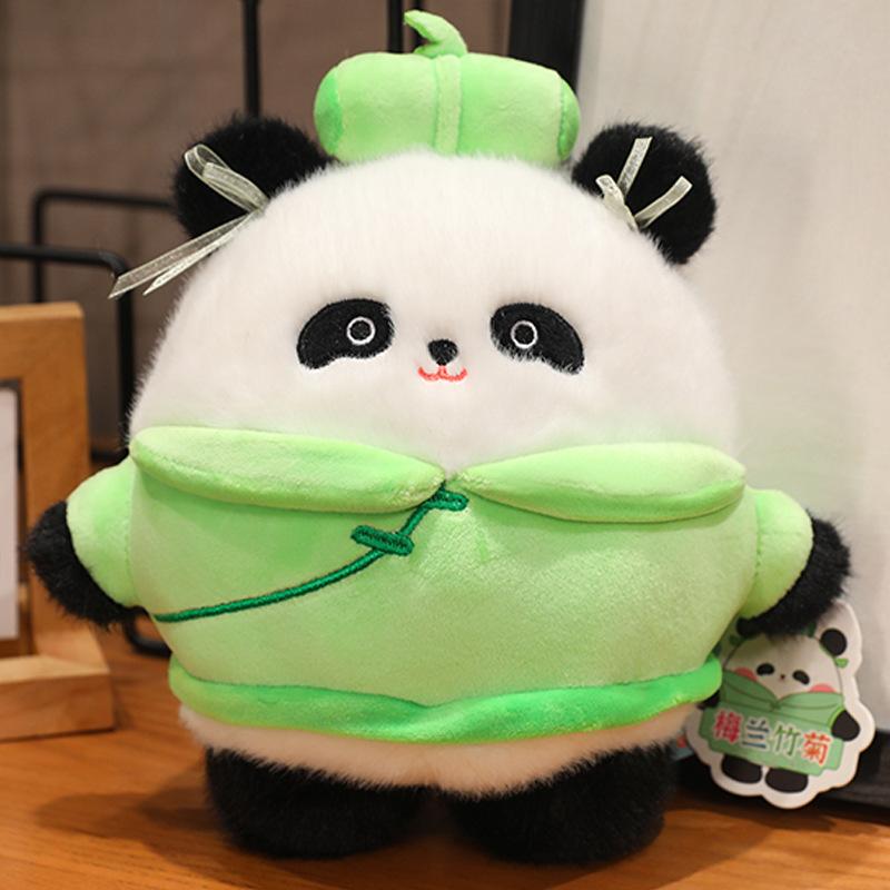 

Милая кукла-панда в стиле National Trend, орхидея, бамбук, хризантема, китайская гигантская панда, плюшевая игрушка, подвеска в виде маленькой панды 12cm