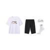 Summer Short Sleeve T-Shirt Comfortable Casual Three-Quarter Pants Sports Set Men Sets White Black W843-4+W025-1