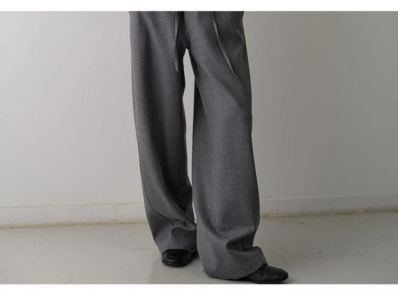 Sister Teng Autumn/Winter High-Waist Wide-Leg Pants - Lazy Style Casual Curved Fit for Women